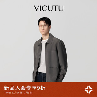 VICUTU威可多2025秋冬新品 潮流休闲百搭翻领羊皮绒皮衣 男皮衣时尚