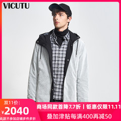 VICUTU/威可多商场同款男士棉服修身双面穿棉衣连帽冬季外套男 惠