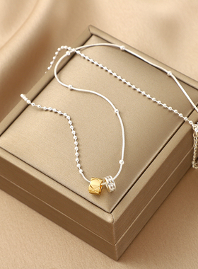 铜S925银蛇骨链女式双环项链