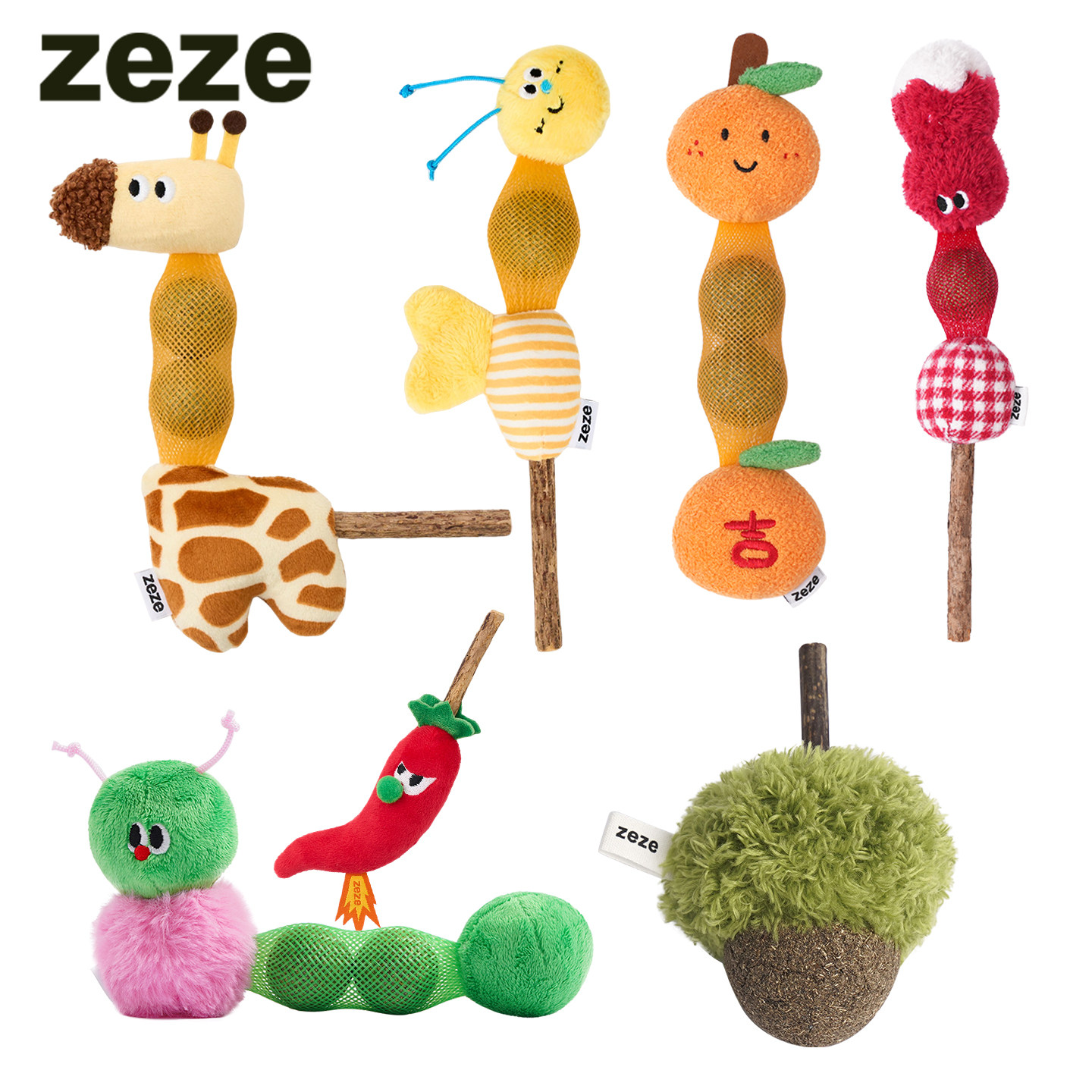 zeze猫薄荷玩具木天蓼棒磨牙洁齿自嗨逗猫棒毛绒玩偶宠物互动玩具