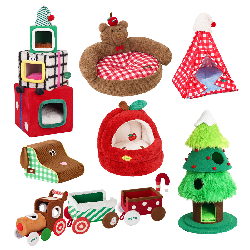 zeze2025圣诞宠物用品装饰大全猫咪玩具猫窝睡垫猫爬架圣诞氛围,宠物/宠物食品及用品,猫窝/屋/帐篷/沙发,淘宝优惠券,粉丝福利购,淘宝优惠卷