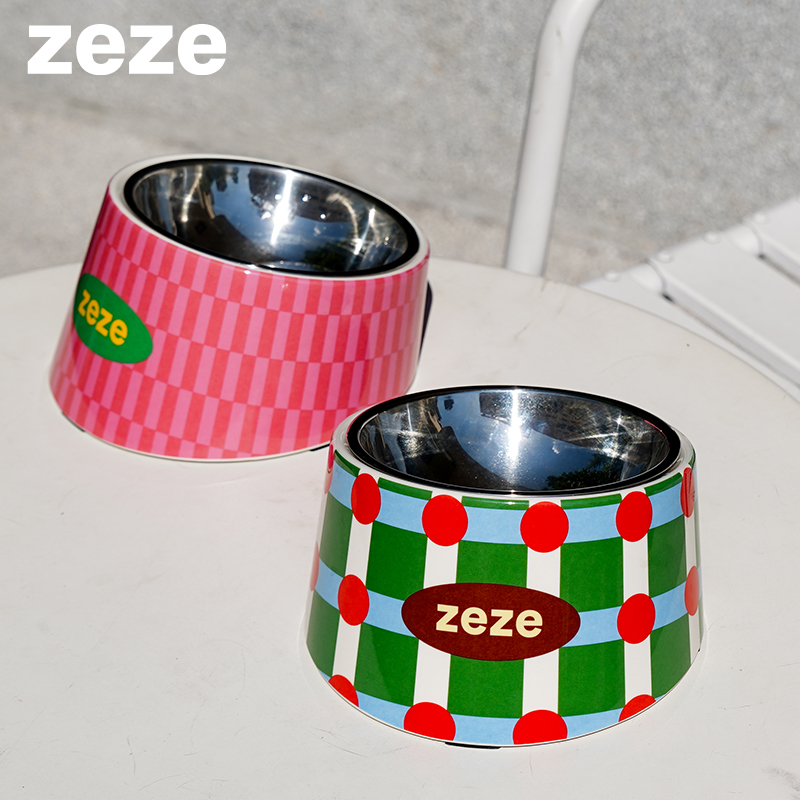 zeze宠物碗不锈钢猫食盆保护颈椎