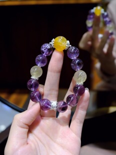 天然紫水晶手链女款 饰品礼物送女友闺蜜生日礼物 单圈简约风格