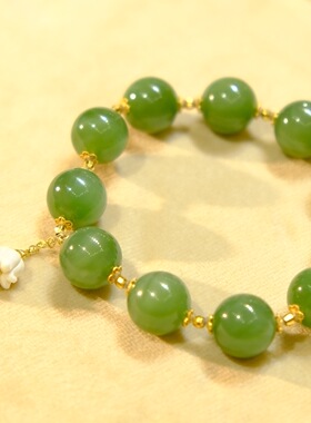 碧玉猛犸手链，直径12.3