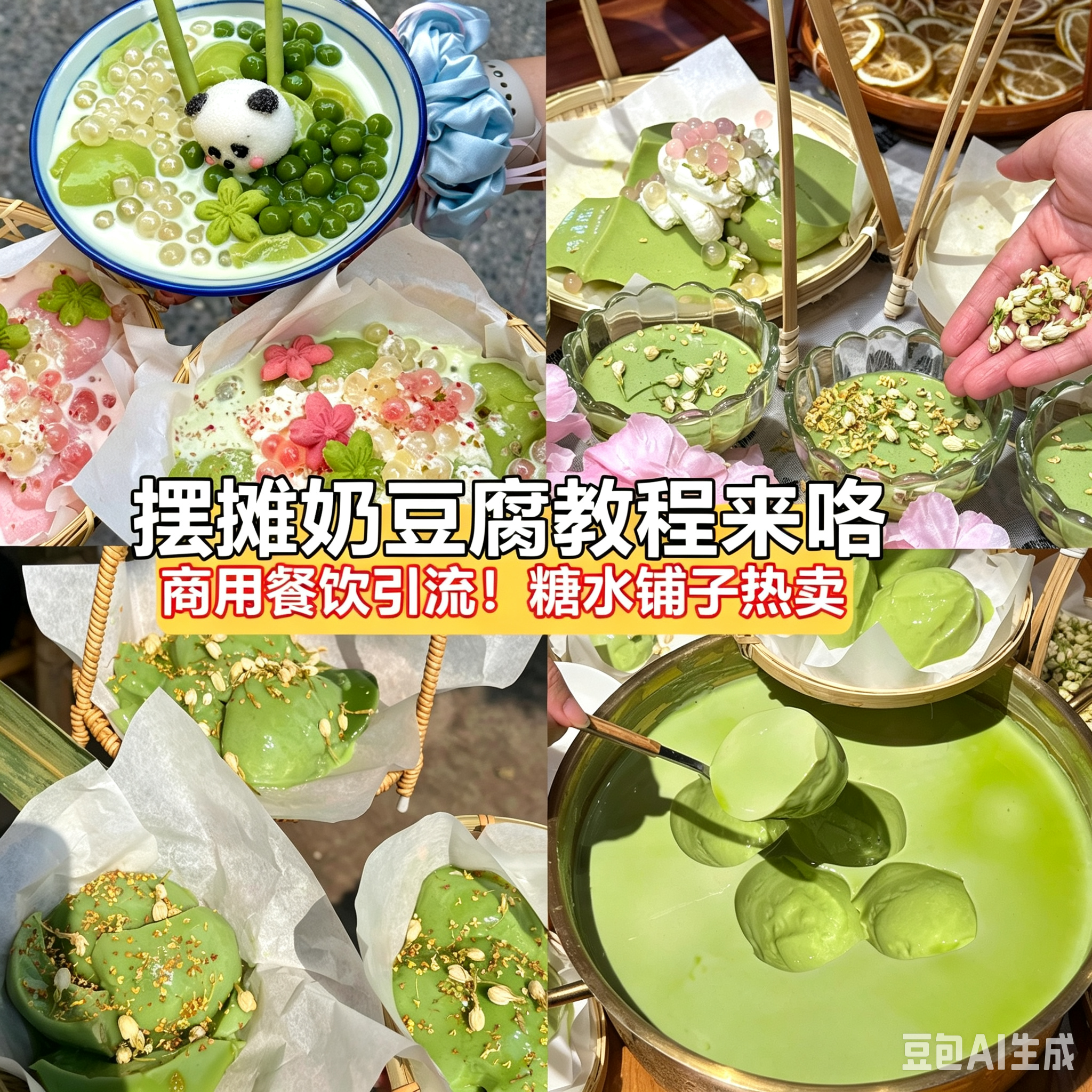 达达猫抹茶奶豆腐粉商用自制奶冻豆花布丁下午茶甜品摆摊夜市原料
