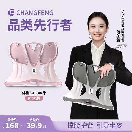 昌峰人体工学护腰坐垫靠背垫腰靠矫正坐姿防驼背座椅久坐不累神器