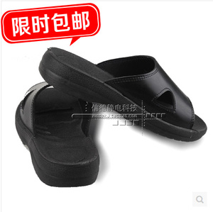 无尘防静电拖鞋防滑底结实有弹力无异味居家拖鞋加厚男女款PU黑色