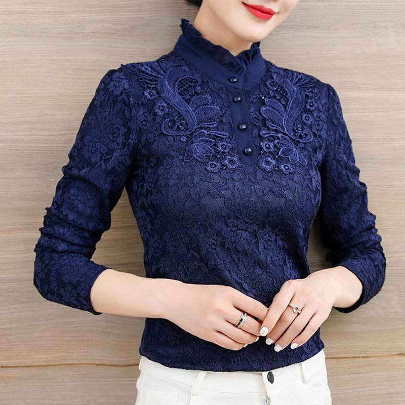 高领蕾丝上衣女网纱2025秋冬加绒打底衫洋气内搭衬衫保暖长袖小衫,女装/女士精品,蕾丝衫/雪纺衫,淘宝优惠券,粉丝福利购,淘宝优惠卷