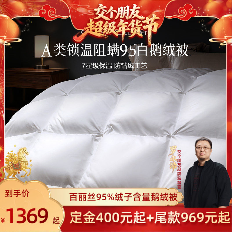 【交个朋友先加购20日早10付定】水星集团百丽丝95鹅绒羽绒被,床上用品,羽绒/羽毛被,淘宝优惠券,粉丝福利购,淘宝优惠卷