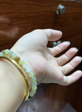 天然和田玉多彩绿色手串国风中式简约玉石手链送女友闺蜜生日礼物