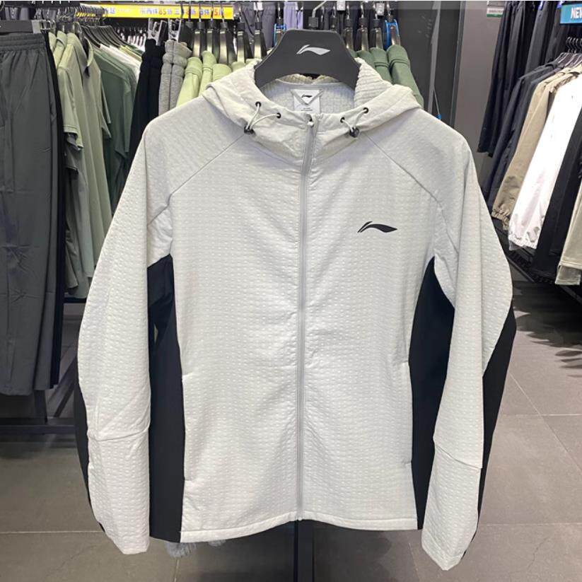 李宁加绒风衣男24秋冬新款跑步训练田径保暖运动连帽外套AFDUC27