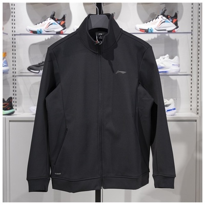 李宁2024冬款新品男子健身系列加绒保暖立领开衫卫衣外套AWDU563