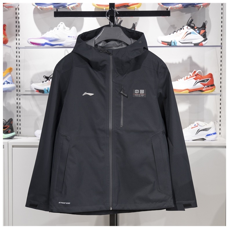 李宁男子运动风衣2024冬季新款健身系列防风保暖连帽外套AFDUC71