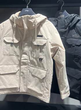 Lining李宁运动潮流系列男子棉外套连帽短棉服工装夹克AJMU207