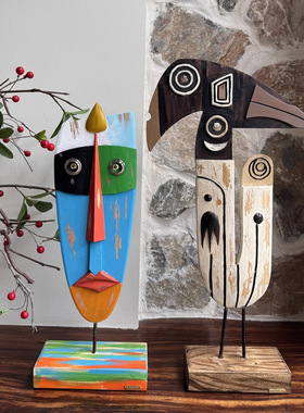 简约现代艺术原始图腾摆件酒店民