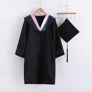 学士服大学生毕业学位礼服男女学院风工科本科粉色文科硕士博士服