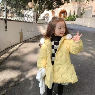 女童公主风羽绒服24冬小众韩版森系儿童毛毛领中长款洋气保暖外套