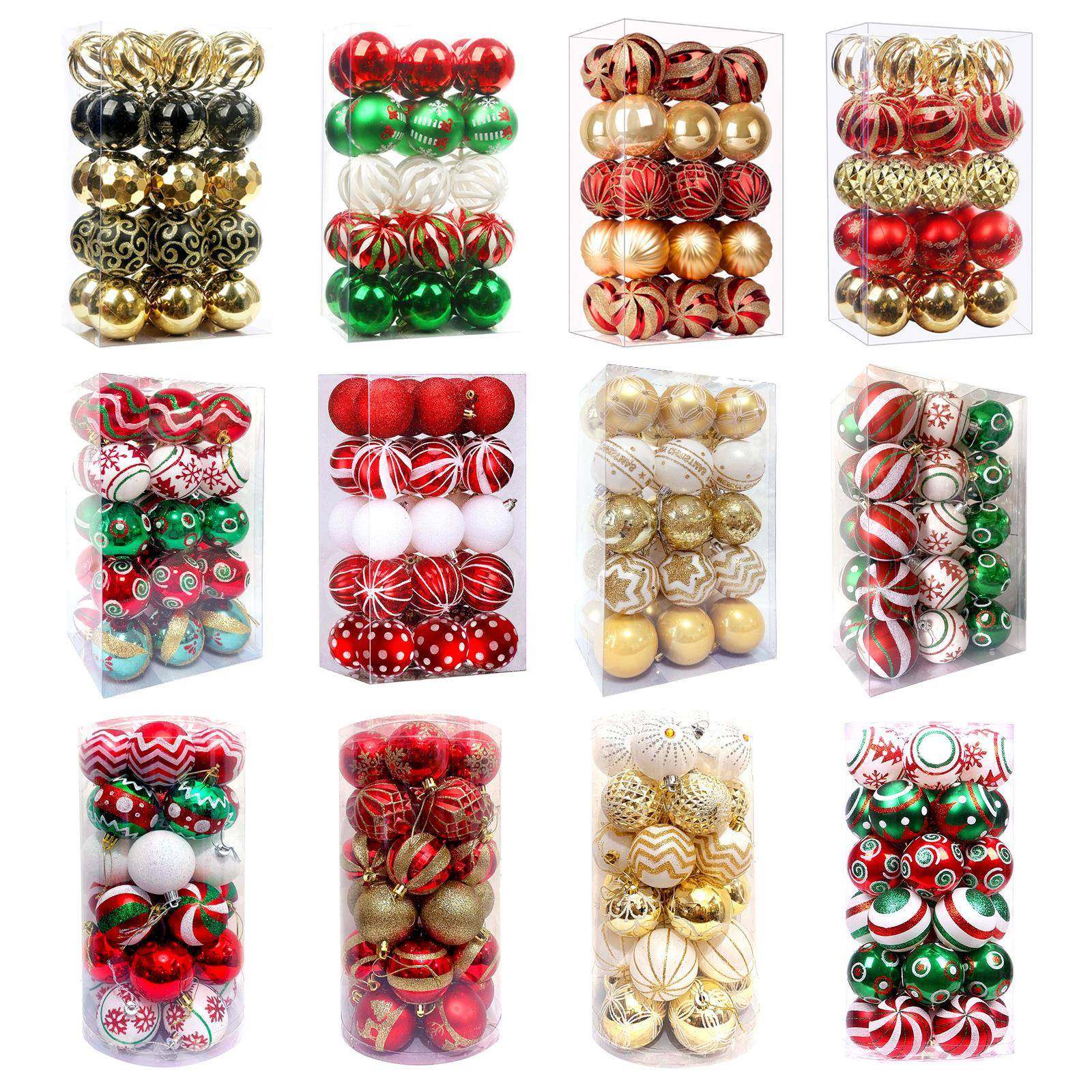 亚马逊 6cm30个圣诞节装饰用品电镀塑料彩绘球圣诞球套装圆球挂件,节庆用品/礼品,圣诞装饰品,淘宝优惠券,粉丝福利购,淘宝优惠卷