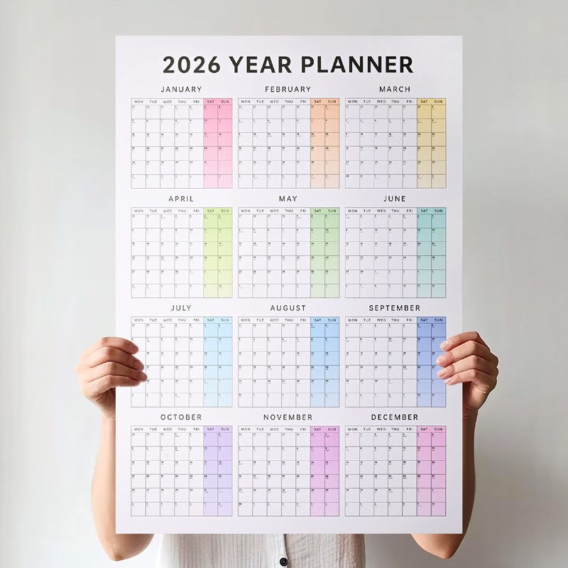 新款2026全年一张纸创意日程自律打卡计划表ins挂贴墙高级感日历