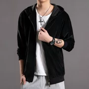 Mùa xuân và phong cách hip hop kích thước siêu lớn cho nam áo len nhung thủy triều chất béo hoodie lỏng cộng với phân bón để tăng áo khoác thể thao nam - Áo len