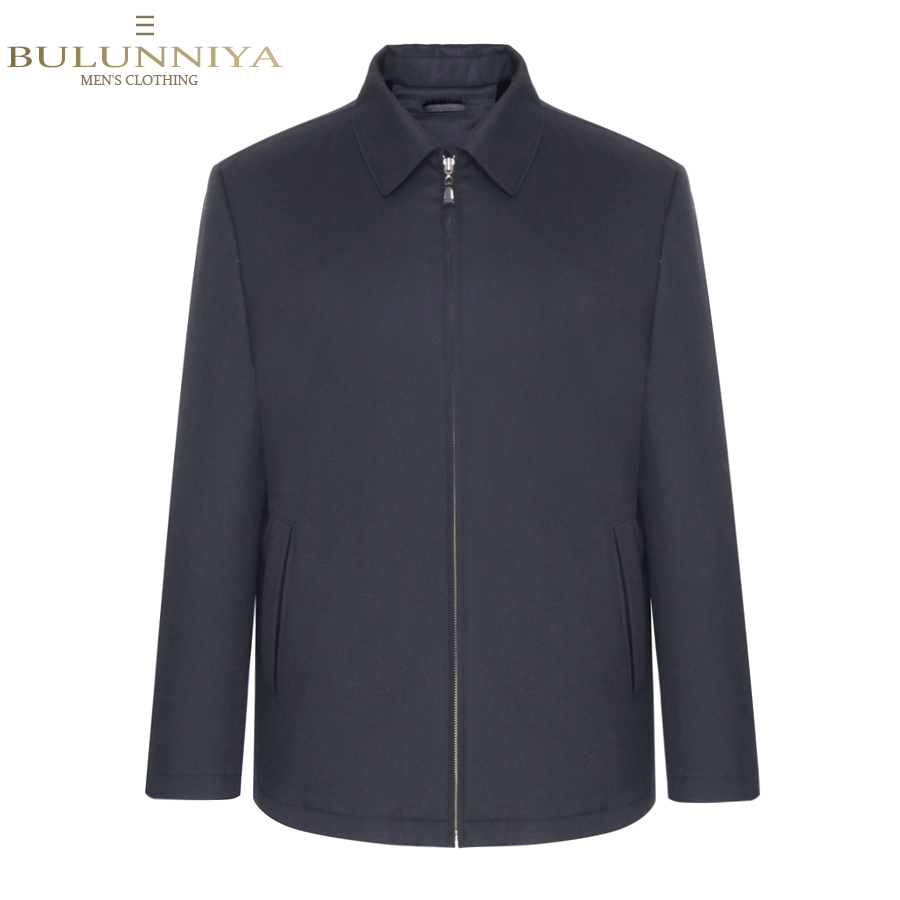 商政男装 进口貂绒内胆加厚夹克 意大利精纺羊绒中年男尼克服