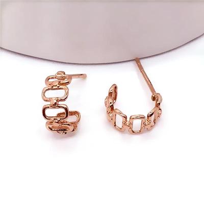 14K玫瑰金几何图形耳钉