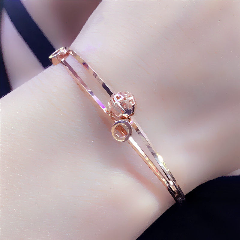 翁氏珠宝纯俄罗斯585紫金首饰14k玫瑰金女士手镯爆款18k彩金正品