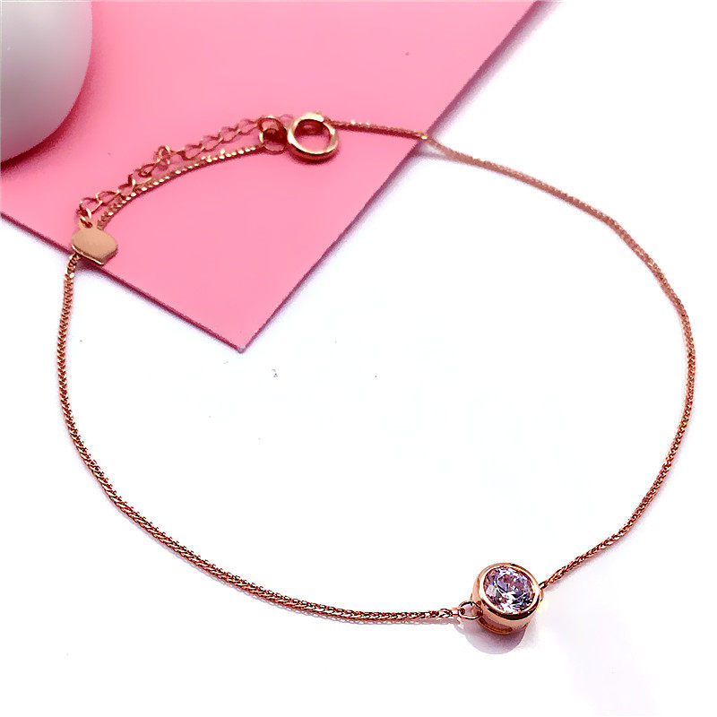 女士真金14k彩金手链纯 紫金585紫金首饰肖邦锆石款支持验货正品