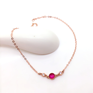 14K玫瑰金红色宝石泡泡手链百搭夏季新款不褪色保真