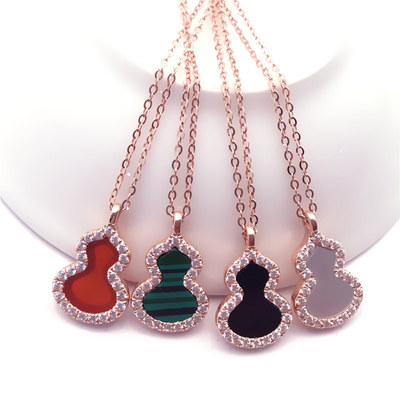 俄罗斯玫瑰金葫芦锆石套链