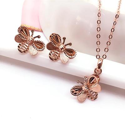 14K蜜蜂耳钉吊坠活泼可爱玫瑰金