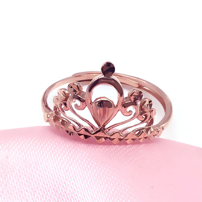 女士新款活口戒指 纯 紫金585紫金首饰14k玫瑰金真金14k彩金正品