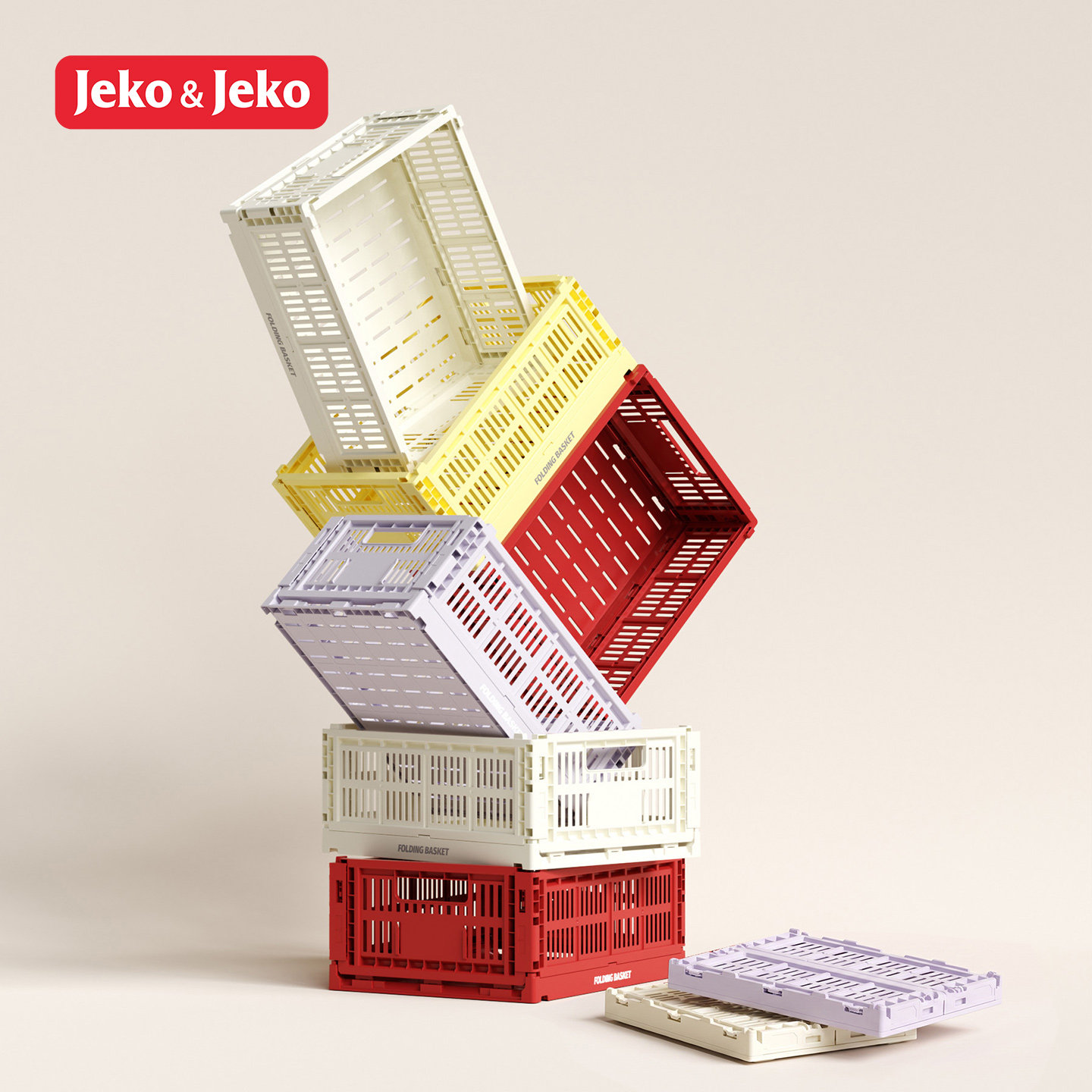 jeko可折叠收纳篮桌面收纳盒零食收纳筐叠加多巴胺置物架整理箱子