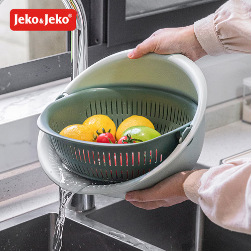 沥水篮洗菜盆双层旋转平衡