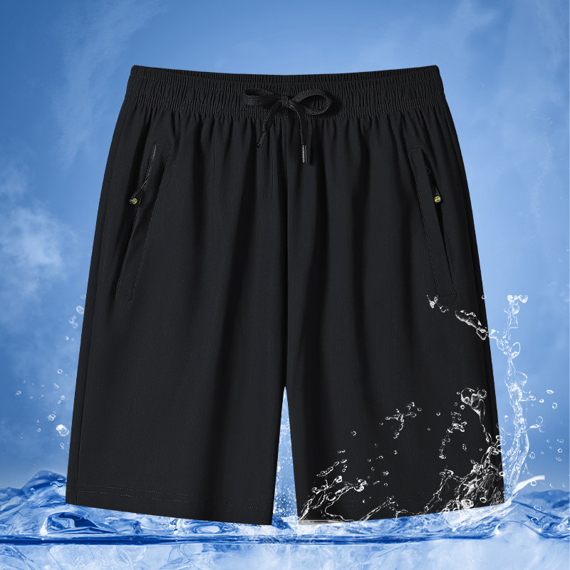 冰丝速干短裤男青中年夏季新款休闲裤薄款宽松大码运动五分跑步裤