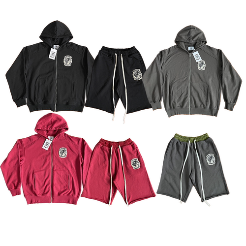 SAINT VANITY Zip Up Hoodie 拉链刺绣连帽卫衣短裤套装