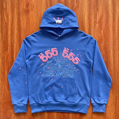 Sp5der 555555 Hoodies 经典蜘蛛网印花男女连帽卫衣