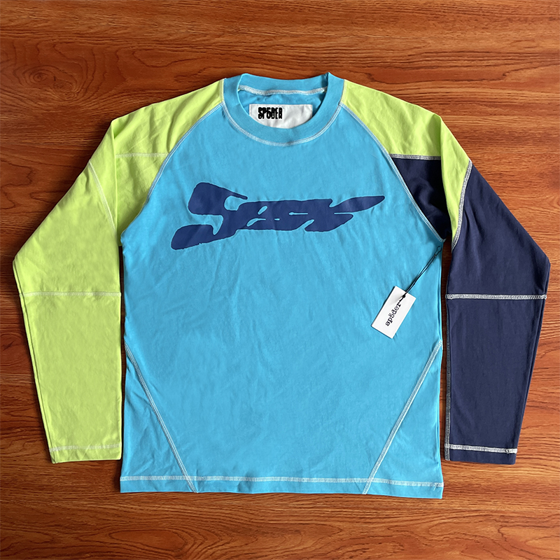 Sp5der worldwide 555555 拼接休闲长袖T恤