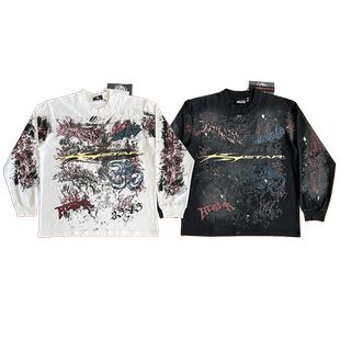 Hellstar studios Moto Cross Long Sleeve Tee男女款休闲长袖T恤