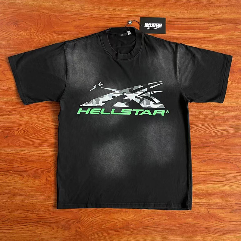 Hellstar Studios Gel Sport Logo tee迷彩印花洗水短袖T恤欧美潮