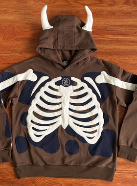 Hellstar Studios Airbrushed Bones hoodie 刺绣骷髅骨架卫衣