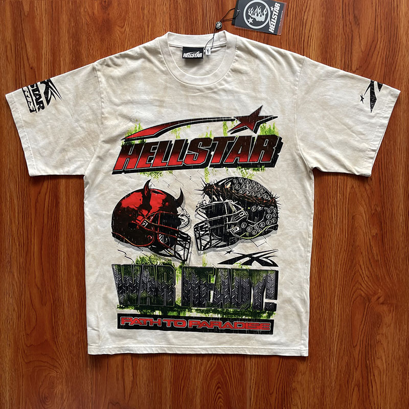 Hellstar Studios War Ready Tee 骷髅头盔扎染短袖纯棉T恤