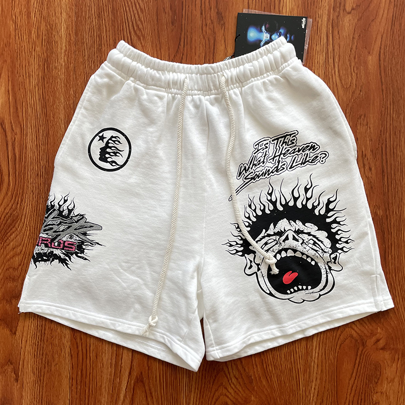 Hellstar Studios shorts欧美潮牌闪片印花休闲运动男女洗水短裤