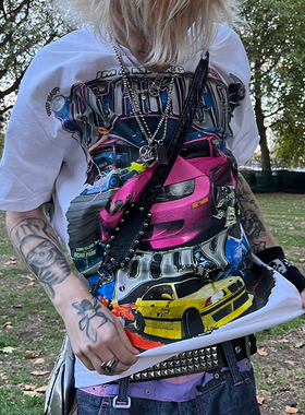 CASPER MASI 跑道赛车场面 前后满背印花 纯手工制作 纯棉短袖