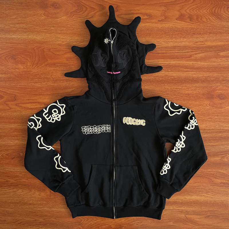 Glo Gang The Glory Full Zip Hoodie饮料刺绣卡通拉链卫衣