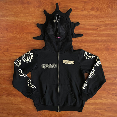 Glo Gang The Glory Full Zip Hoodie饮料刺绣卡通拉链卫衣