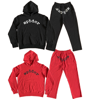 Sp5der worldwide555555 SPIDER Hoodie满烫钻蜘蛛卫衣长裤套装