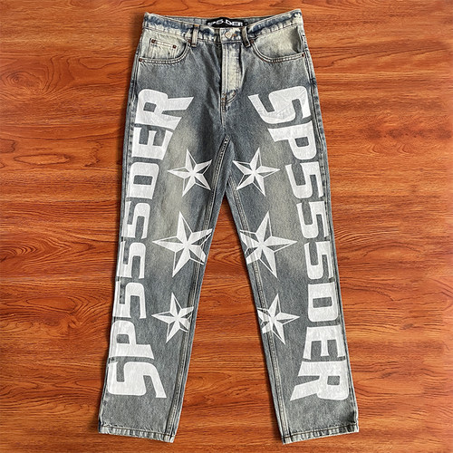 Sp5der worldwide 555555  5STAR Vintage Denim 高街休闲牛仔裤