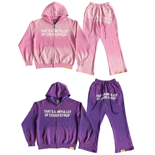 That's A Awful Lot of Cough Syrup字母印花休闲卫衣长裤套装