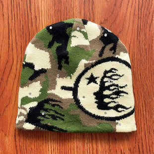 Hellstar Studios logo Sports Flame Beanie 针织休闲毛线冷帽子